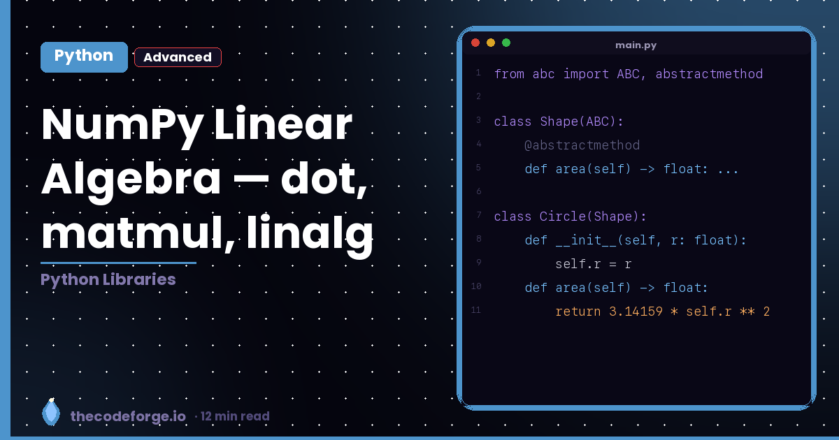 NumPy Linear Algebra — dot, matmul, linalg explained | TheCodeForge